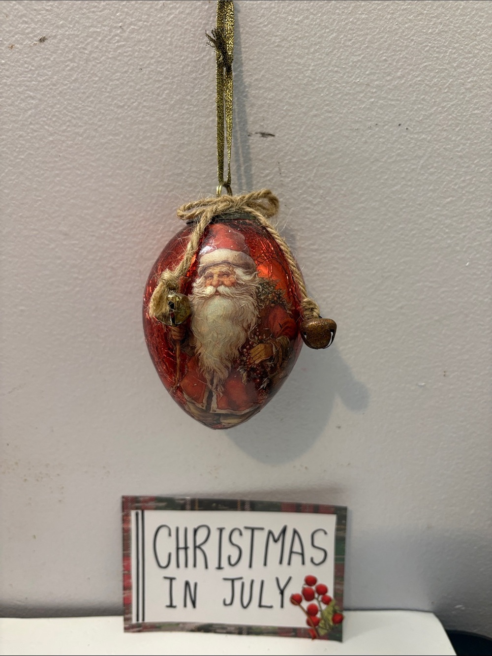 Festive Red Santa Hanging Ornament - Holiday Home Décor